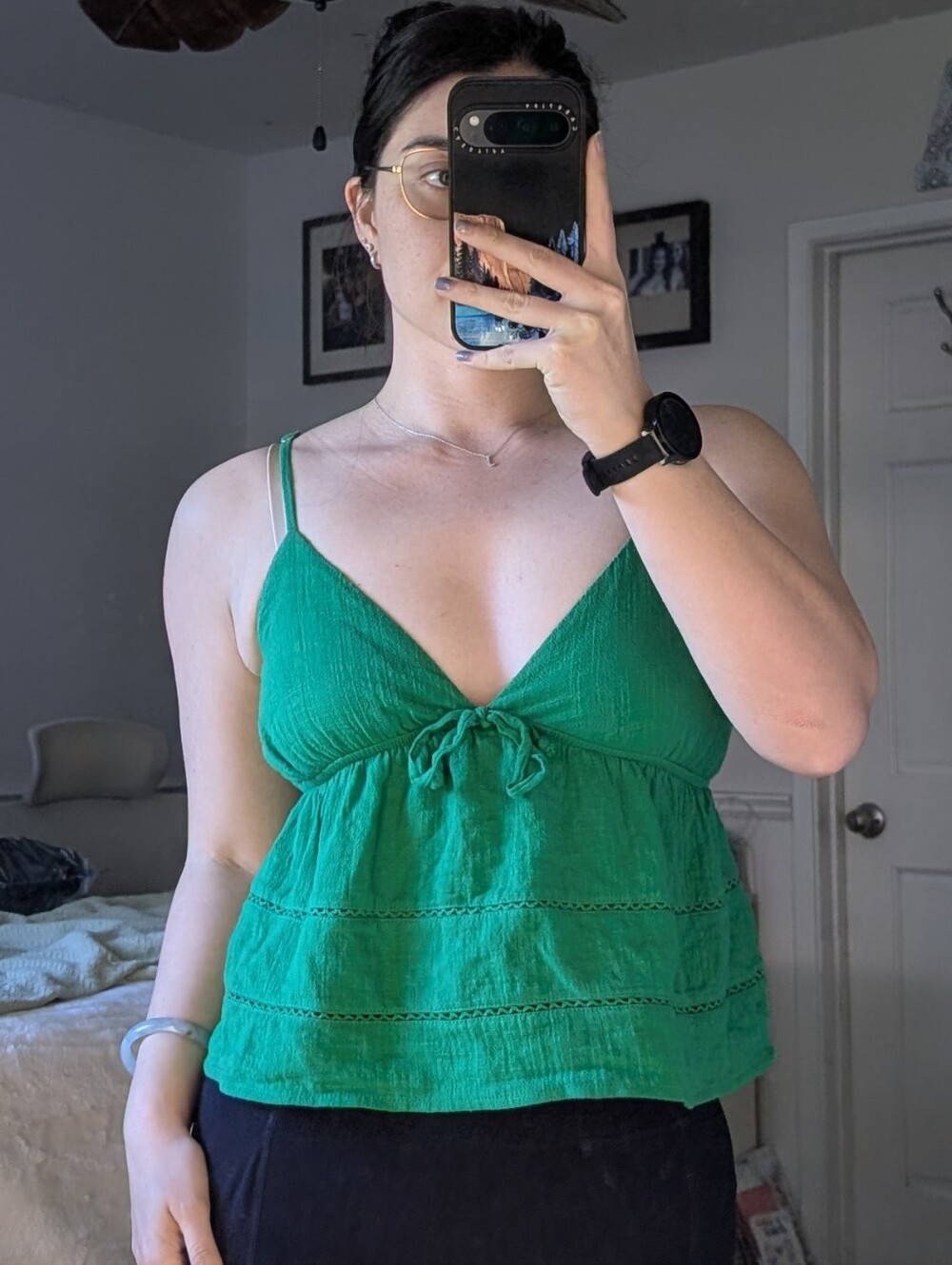 *MOVING SALE* wild fable Emerald cotton Green Tie-Front Camisole